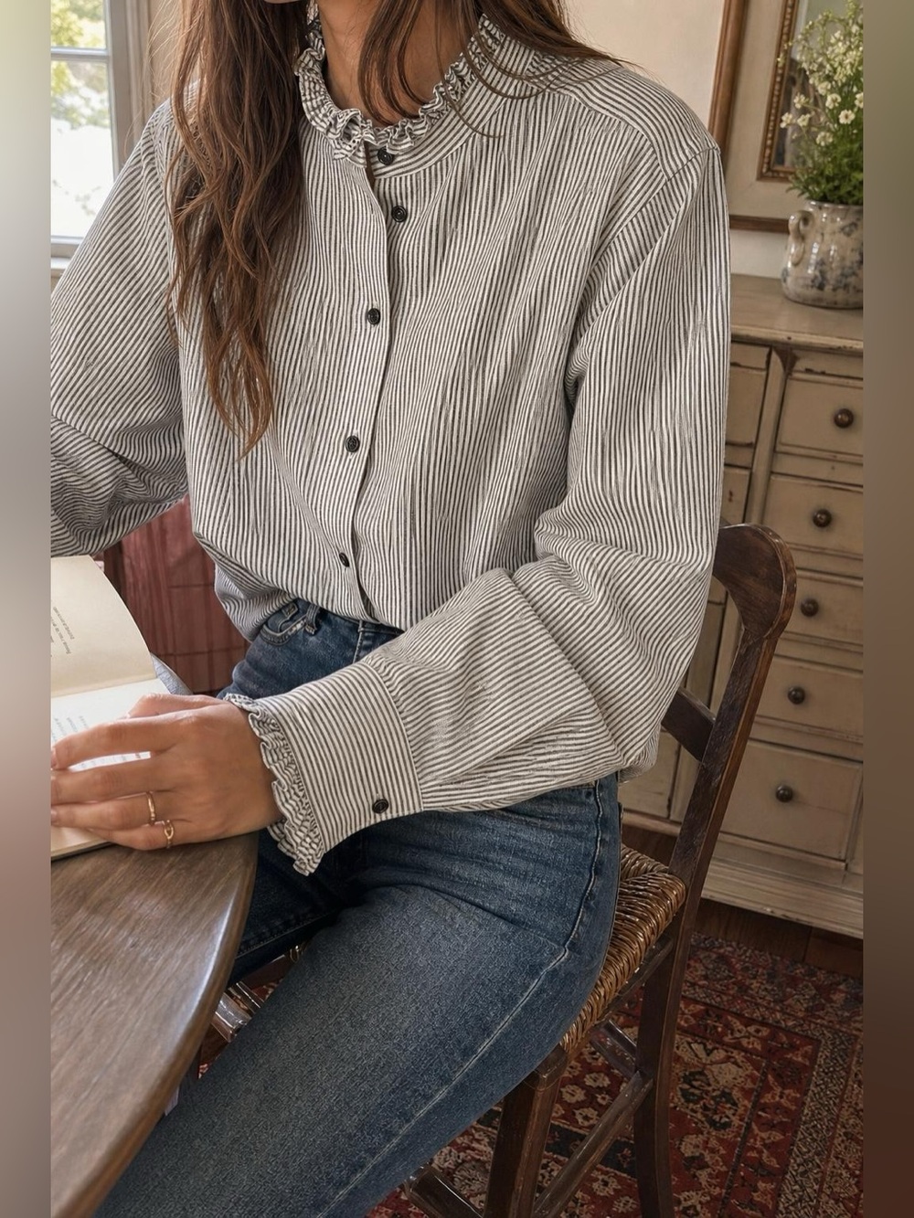 Isabel Marant Etoile Saoli Shirt Black And White Striped Cotton Linen Blouse